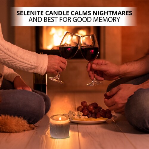 NORTHLANDZ Selenite Crystal Candle Holder, Healing & Meditation, Ideal for Gift & Home Decor Perspective: left