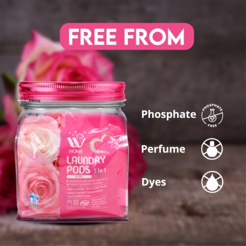 W Home 5 in 1 Laundry Pods with Rose Scent, 32 Count Each - Pack of 12 Perspective: left