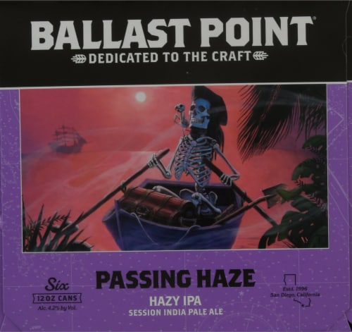 Ballast Point Passing Haze Hazy IPA Beer Perspective: left