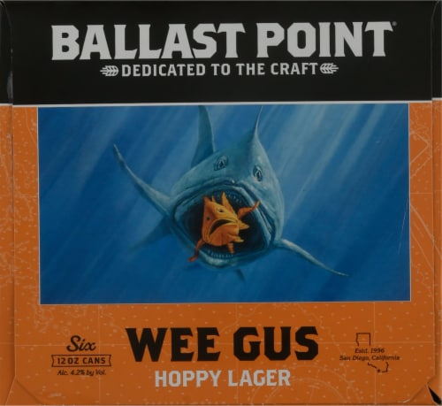 Ballast Point Wee Gus Hoppy Lager Beer Perspective: left