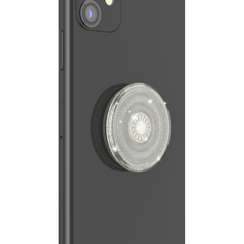 PopSockets Clear Glitter PopGrip - Silver Perspective: left