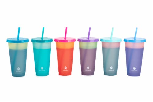 Manna™ 6 Color Changing Tumblers with Straws Perspective: left