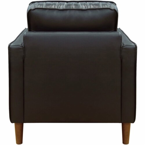 32  Wide Black Top Grain Leather Armchair | Modern Accent Chair Perspective: left