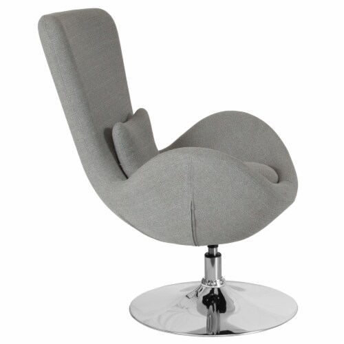 Merrick Lane High-Back Egg Style Lounge Chair with Lumbar Pillow in Light Gray Fabric Perspective: left