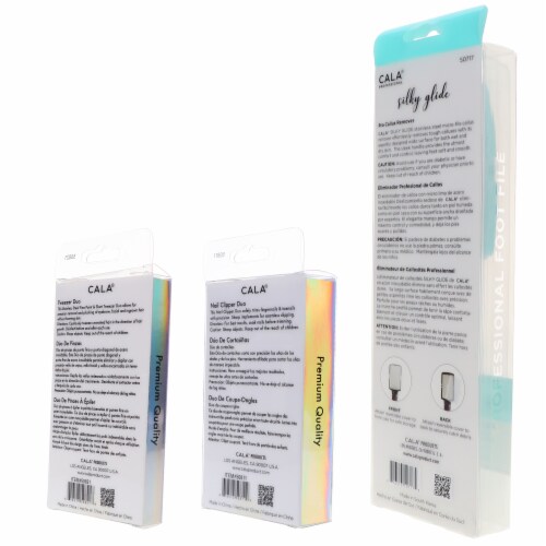CALA Nail Clipper Duo Mint, Tweezer Duo Mint & Silky Glide Pro Callus Remover Aqua Combo Pack Perspective: left