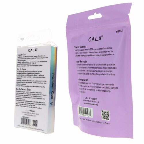 CALA Tweezer Duo Mint & Silicone Travel Bottles Mint Combo Pack Perspective: left