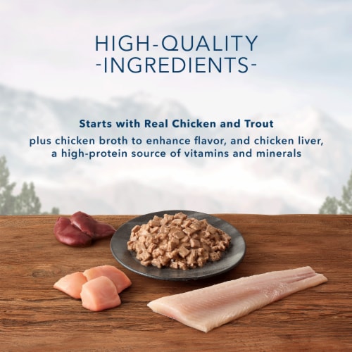 Blue Buffalo Wilderness Wild Delights Flaked Chicken & Trout Wet Cat Food Perspective: left