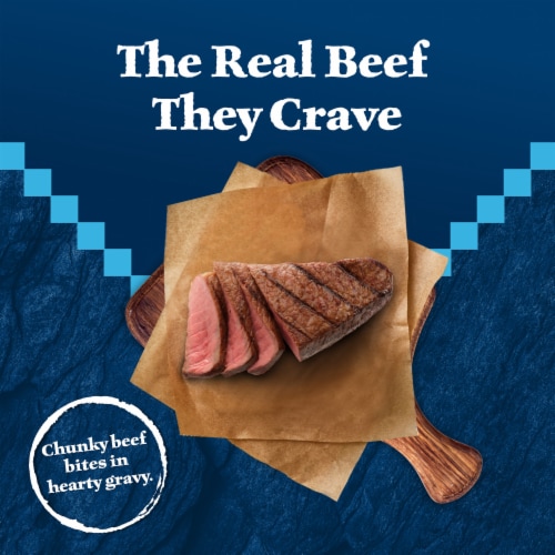 Blue Buffalo Wilderness Trail Toppers Wild Cuts High Protein Chunky Beef Bites in Gravy Wet Dog Food Perspective: left