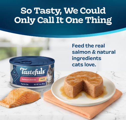 Blue Buffalo Tastefuls Natural Salmon Entrée Pate Wet Cat Food Perspective: left