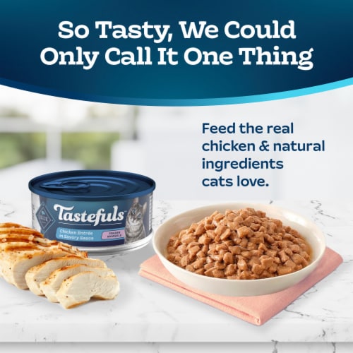 Blue Buffalo Tastefuls Natural Tender Morsels Chicken Entrée in Savory Sauce Wet Cat Food Perspective: left
