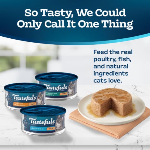 Blue Buffalo Tastefuls Wet Cat Food Pate Variety Pack 5.5 oz Cans, 12 Count Perspective: left