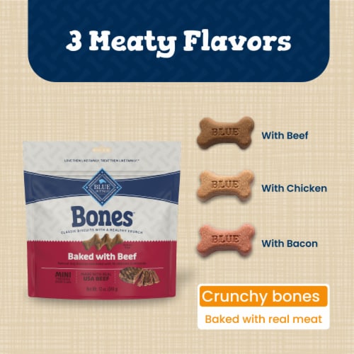 Blue™ Buffalo Bones Beef Flavored Mini Dog Biscuits Perspective: left