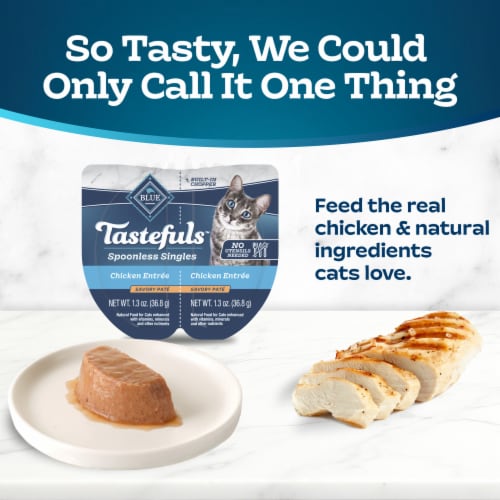Blue Buffalo Tastefuls Spoonless Singles Natural Pate Wet Cat Food Twin-Pack Chicken Perspective: left