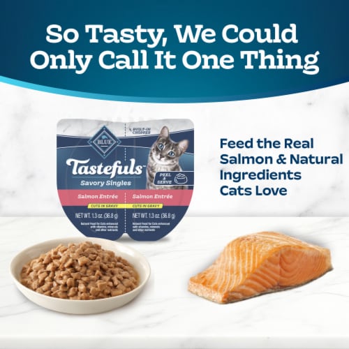 Blue Buffalo Tastefuls Savory Singles Natural Salmon Entrée Adult Wet Cat Food Perspective: left