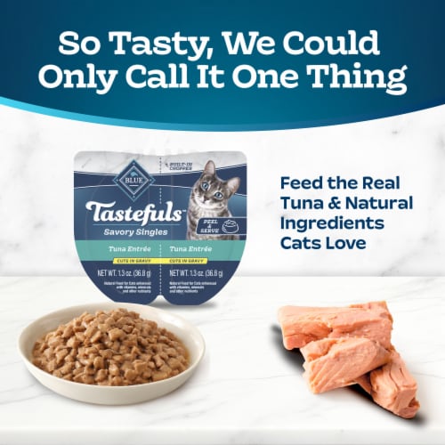 Blue Buffalo Tastefuls Savory Singles Natural Wet Cat Food Gravy Twin-Pack Tuna Perspective: left