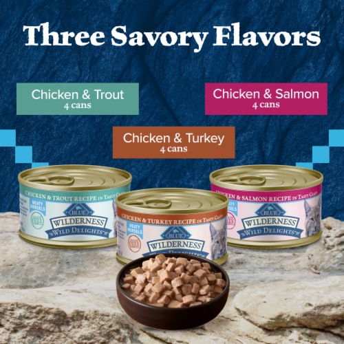 Blue Buffalo Wilderness Wild Delights High-Protein Grain-Free Adult Wet Cat Food Variety Pack Perspective: left