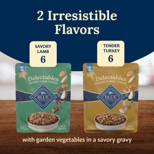 Blue Buffalo Delectables Natural Wet Dog Food Toppers Variety Pack Lamb & Turkey Dinner Perspective: left