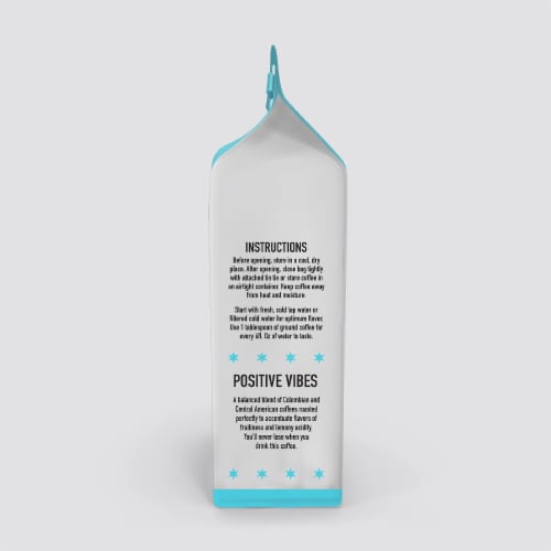 Stella Blue Positive Vibes Light Roast Ground Coffee Perspective: left