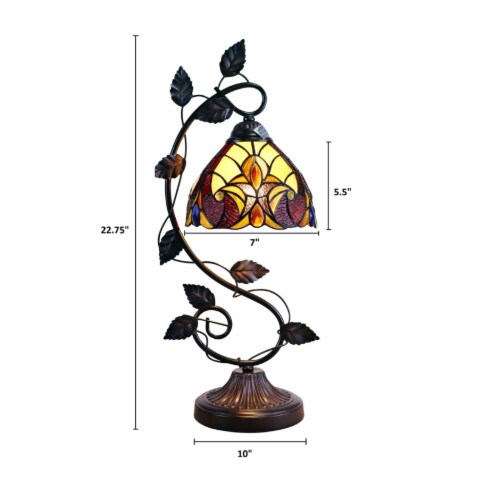 CHLOE Lighting ADIA Victorian Tiffany-Syle Dark Bronze 1 Light Accent Table Lamp 8 Wide Perspective: left