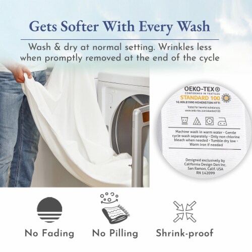 California Design Den - Deep Pocket Fitted Sheet Only, 400 Thread Count 100% Cotton - Full Perspective: left