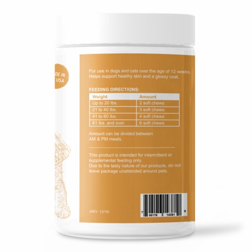 Chew + Heal Omega Skin + Coat Fish Oil Supplement for Dogs 360