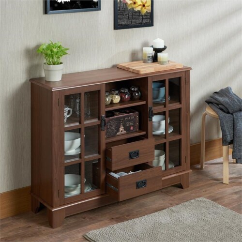 ACME Dubbs Storage Wood Console Table with 2 Doors in Walnut Perspective: left