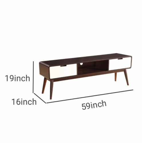 ACME Christa 2-Drawer Wooden TV Stand in Espresso and White Perspective: left