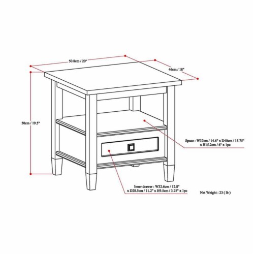 Simpli Home Warm Shaker Wood End Table - Farmhouse Gray Perspective: left