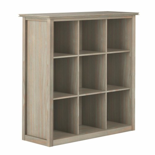 Simpli Home Artisan Wood Transitional 9 Cube Bookcase and Unit in Russet Brown Perspective: left