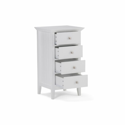 Simpli Home Acadian 32.1  H x 18.1  W Four Drawer Floor Bath Cabinet in Pure White Perspective: left