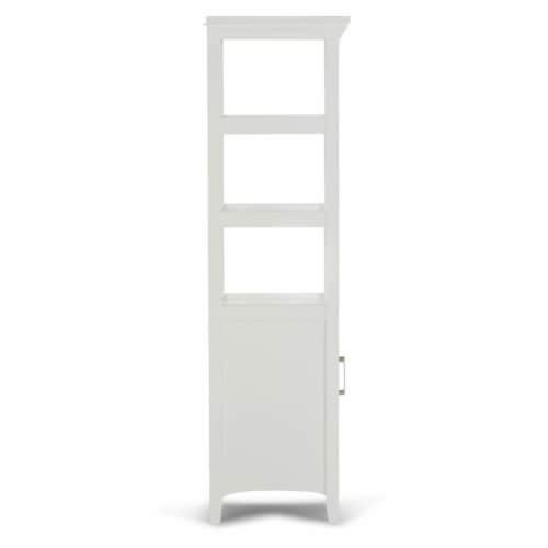 Simpli Home Avington Contemporary Wooden Bath Storage Tower in Pure White Perspective: left