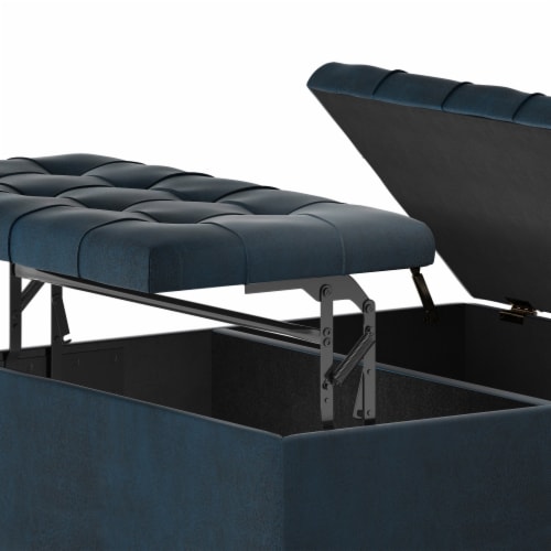Blue faux leather ottoman discount