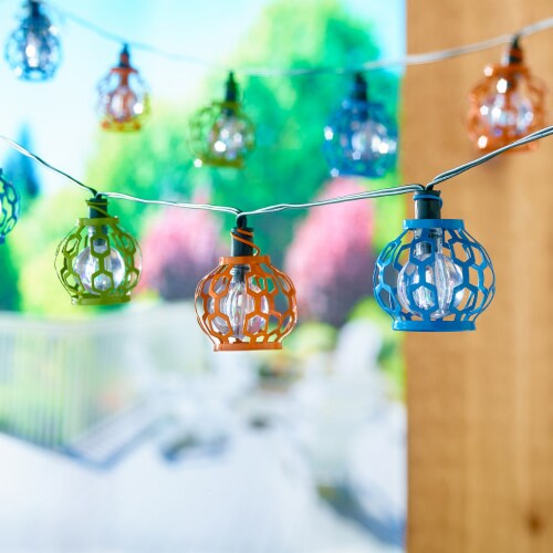 Smart Solar Gala Outdoor String Lights - Blue/Orange/Green Perspective: left
