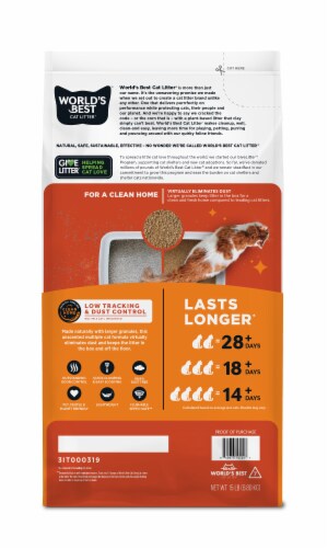 World’s Best Cat Litter Low Tracking & Dust Control Multiple Cat Unscented, 15 lb Perspective: left