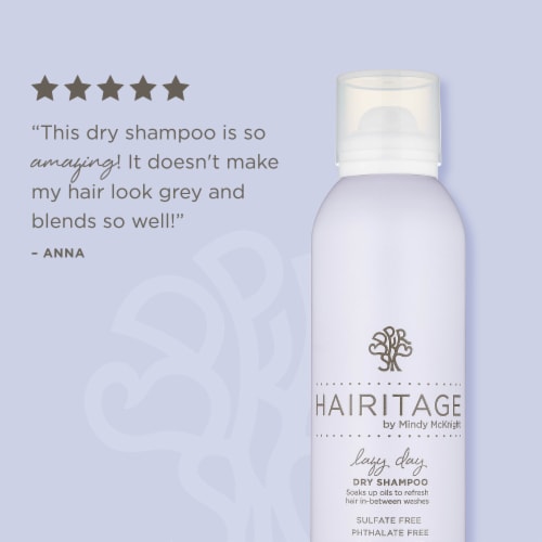 Hairitage Lazy Day Dry Shampoo Spray - Volumizing + Texturizing - Oil Absorbing + No Residue Perspective: left