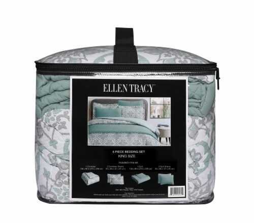 Ellen Tracy Medallion Comforter Quilt Set - Green Perspective: left