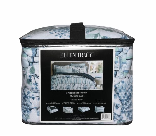 Ellen Tracy Delphi 6pc Comforter Quilt Set - Blue Perspective: left