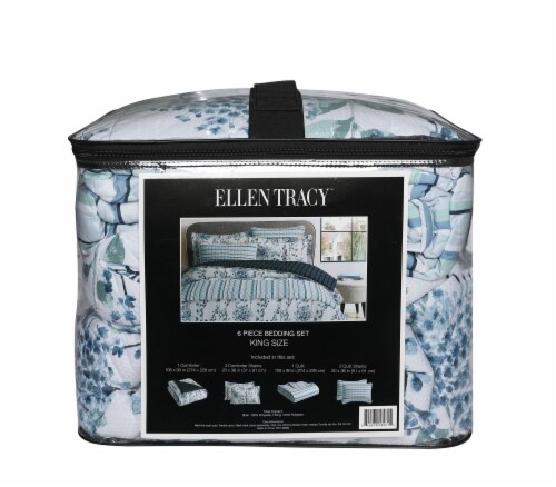 Ellen Tracy Delphi 6pc Comforter Quilt Set - Blue Perspective: left