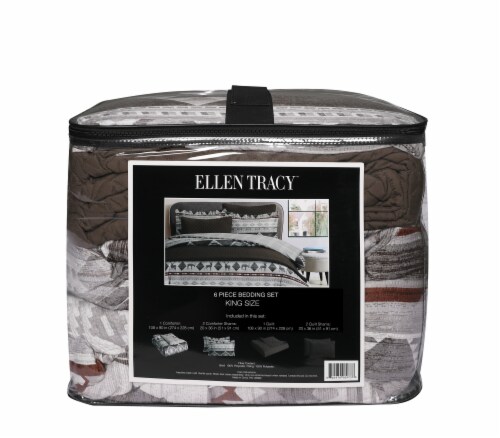 Ellen Tracy Canyon Comforter Quilt Set - Brown Perspective: left