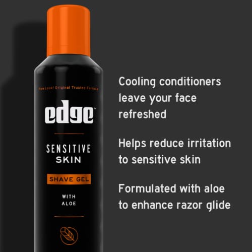 Edge Sensitive Skin Shave Gel for Men with Aloe & Lubricants to Moisturize & Protect Skin Twin Pack Perspective: left