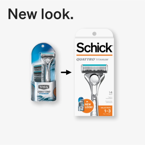 Schick Quattro Titanium 4-Blade Men's Razor and Razor Blade Refills Perspective: left