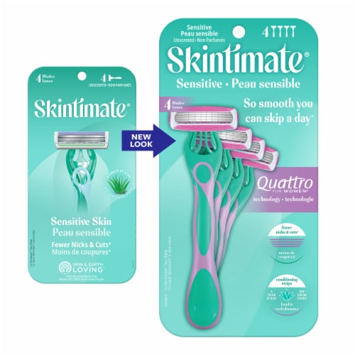 Skintimate Sensitive Disposable Four Blade Razors Perspective: left