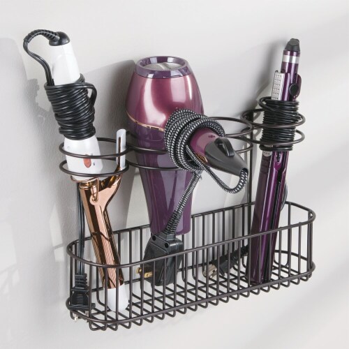 mDesign Metal Cabinet/Wall Mount Hair Care Styling Tool Storage Basket -  Bronze, 1 - Fred Meyer