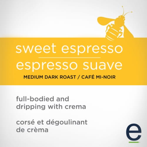 Ethical Bean Fairtrade Organic Coffee, Sweet Espresso Medium Dark Roast, Ground Espresso Coffee Perspective: left