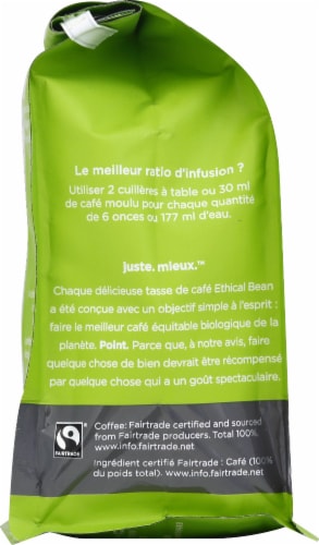 Ethical Bean Fairtrade Organic Coffee, Classic Medium Roast, Ground Coffee Perspective: left