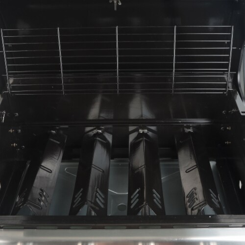 Grill Boss 4-Burner Gas Grill with Side Burner, Cover, Shelves, & Bottle Opener Perspective: left