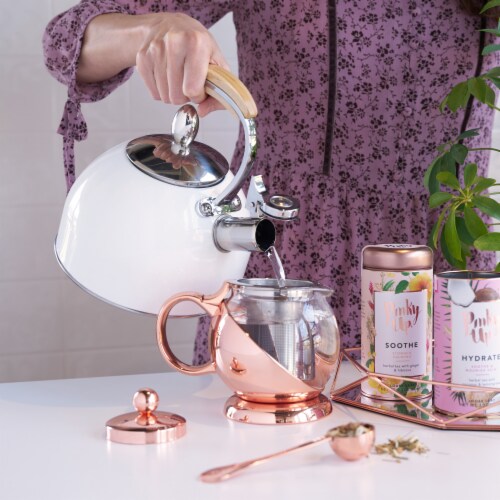 Pinky Up Presley Light Blue Tea Kettle Perspective: left