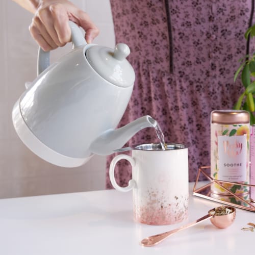 Pinky Up Noelle Ceramic Electric Tea Kettle Perspective: left