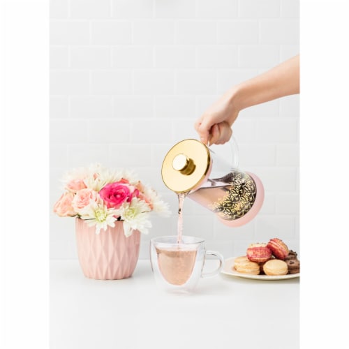 Pinky Up Riley Casablanca Glass Tea Press Pot- Gold Perspective: left
