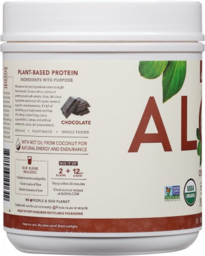 Aloha Organic Chocolate Protein Powder Perspective: left